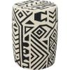 JONATHAN Y TBL1030A Rafi 17.75″ Transitional Bohemian Geometric Drum Garden Stool, Cream for Patio, Porch, Backyard(Black/Cream)