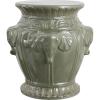 JONATHAN Y TBL1037A Anita 18″ Classic Vintage Ceramic Indoor/Outdoor 4-Elephant Garden Stool, Bohemian, Coastal, Cottage, Traditional, Spill-Proof, Living Room, Garden Room, Patio, White(Antique Green)