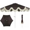 JONATHAN Y UMB1001 Collins 9 ft. Classic Cottage Tassel Market Patio Umbrella with Auto-Tilt, Crank, Wind Vent and UV Protection(Black/Cream)