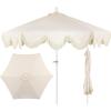 JONATHAN Y UMB1001 Collins 9 ft. Classic Cottage Tassel Market Patio Umbrella with Auto-Tilt, Crank, Wind Vent and UV Protection(Cream/Cream)