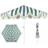 JONATHAN Y UMB1001 Collins 9 ft. Classic Cottage Tassel Market Patio Umbrella with Auto-Tilt, Crank, Wind Vent and UV Protection(Green/White/Cream)
