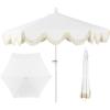 JONATHAN Y UMB1001 Collins 9 ft. Classic Cottage Tassel Market Patio Umbrella with Auto-Tilt, Crank, Wind Vent and UV Protection(White)