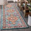 JONATHAN Y Vintage Boho Blue/Red Runner Rug, 2×8, Bohemian Flair Traditional Medallion, Floral Easy-Cleaning High Traffic, for Living Room, Bedroom, Kitchen, Non Shedding (BMF100A-28)(Blue/Red)