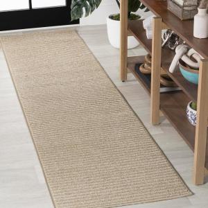 JONATHAN Y Aarhus High-Low Striped Ivory/Cream Indoor/Outdoor Area Rug 8×10, Minimalist Geometric, Classic, Farmhouse, Cottage, Minimalist, Bedroom, Kitchen, Living Room, Non Shedding (SCN102B-8)(Beige/Cream)