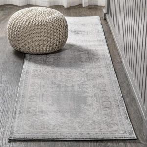 JONATHAN Y Rosalia Cottage Medallion Ivory/Gray Indoor Area Rug, 8×10, Bohemian, Traditional, Easy-Cleaning for Living Room, Bedroom, Kitchen, Pet Friendly, Non-Shedding (MDP401B-8)(Ivory/Gray)