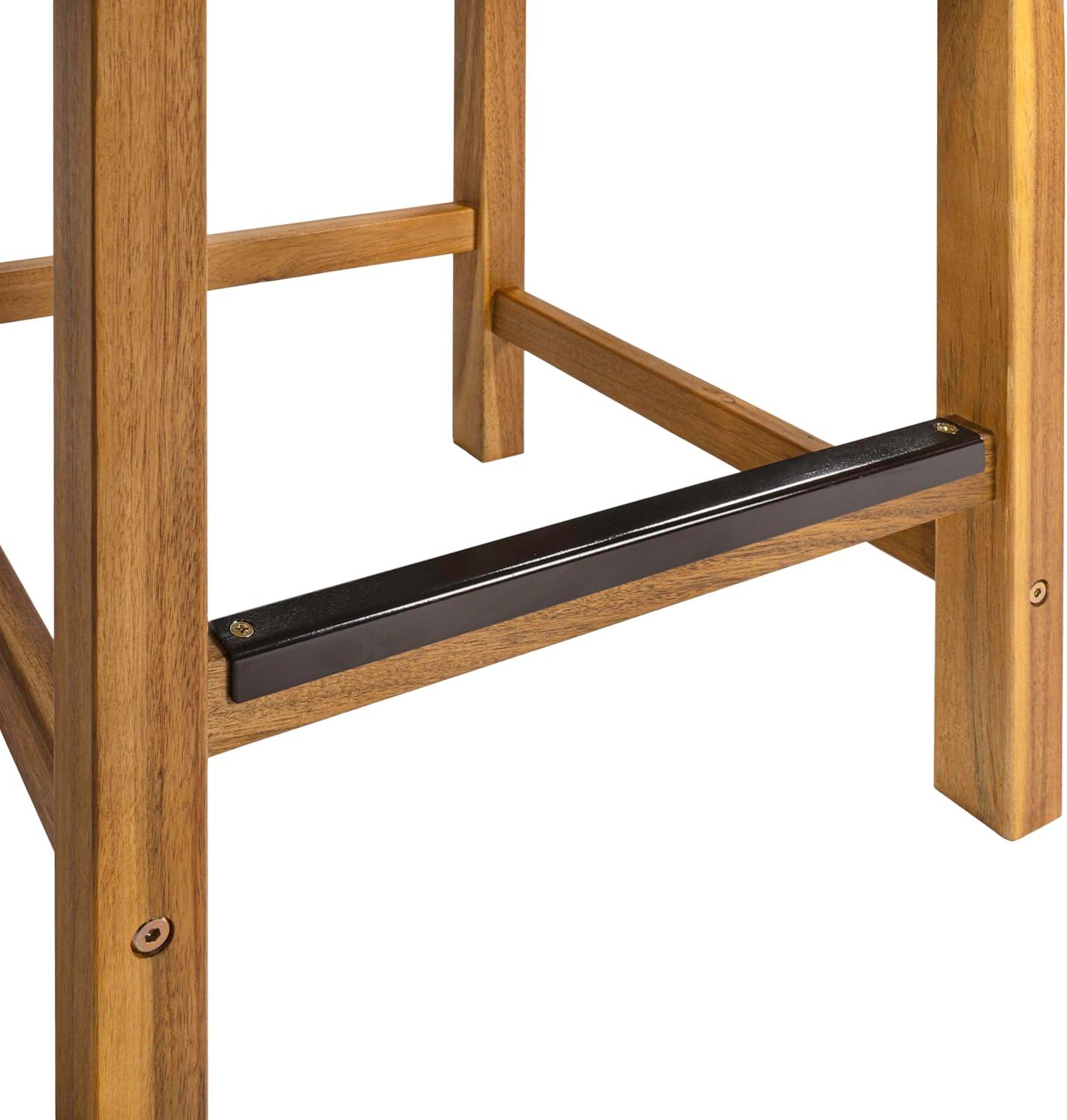 imageJONATHAN Y BSL1201ASET2 Armand 30quot Modern Coastal Backless Acacia Wood Outdoor Bar Stool with Woven Rope Seat for Pool Deck Poolside Light TeakIvory Set of 2Grey