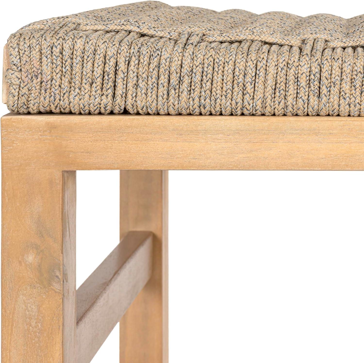 imageJONATHAN Y BSL1201ASET2 Armand 30quot Modern Coastal Backless Acacia Wood Outdoor Bar Stool with Woven Rope Seat for Pool Deck Poolside Light TeakIvory Set of 2Ivory