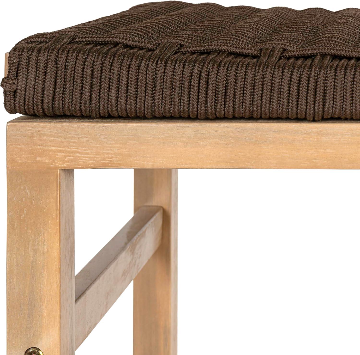 imageJONATHAN Y BSL1201ASET2 Armand 30quot Modern Coastal Backless Acacia Wood Outdoor Bar Stool with Woven Rope Seat for Pool Deck Poolside Light TeakIvory Set of 2Brown