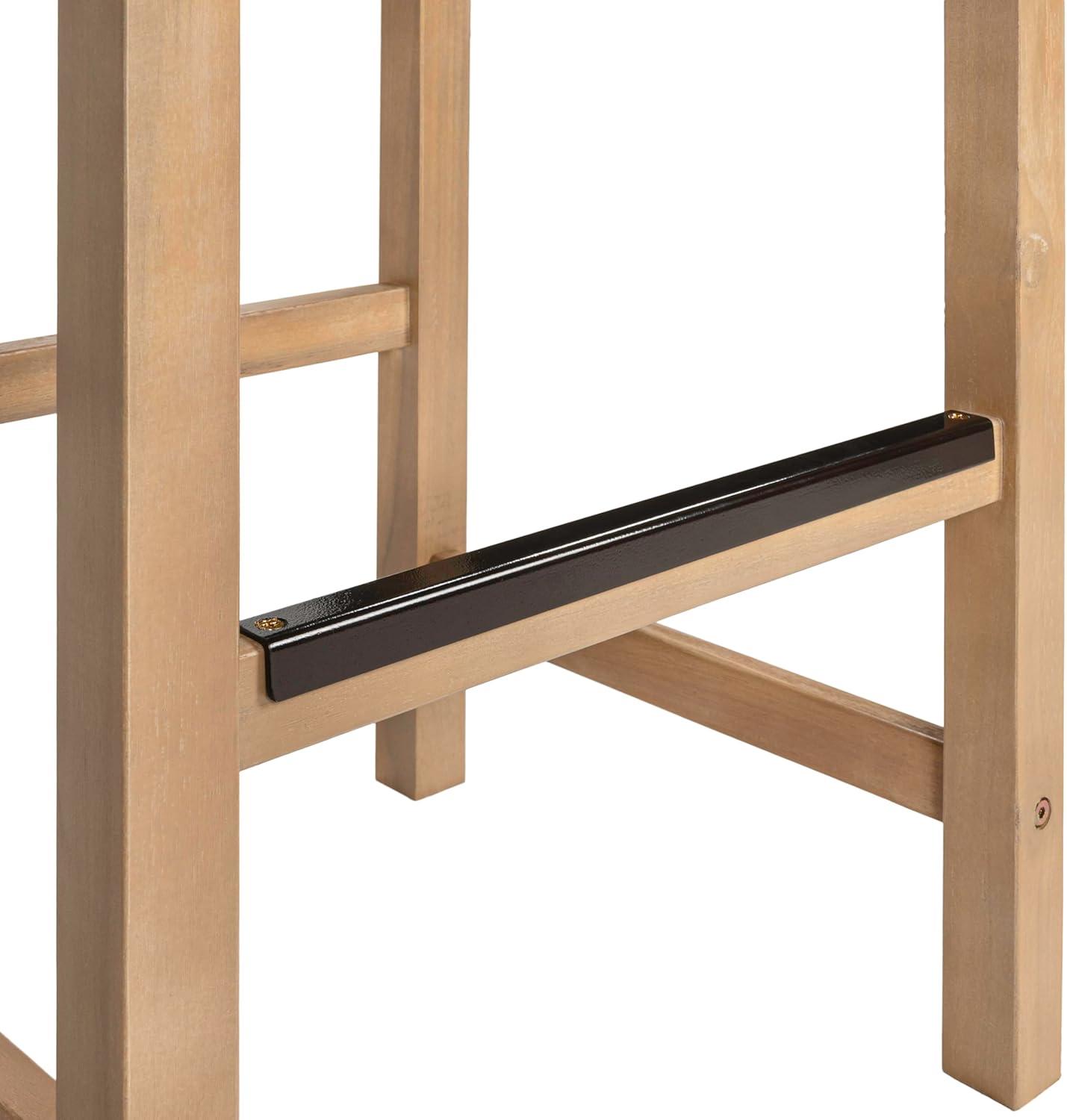 imageJONATHAN Y BSL1201ASET2 Armand 30quot Modern Coastal Backless Acacia Wood Outdoor Bar Stool with Woven Rope Seat for Pool Deck Poolside Light TeakIvory Set of 2Brown