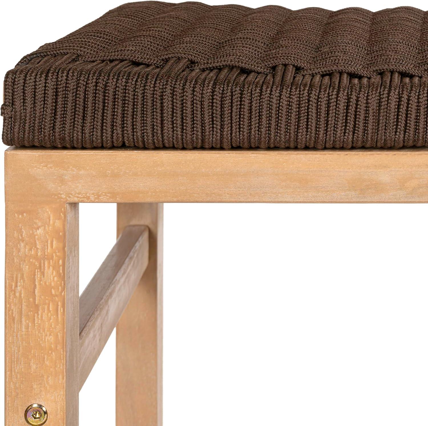 imageJONATHAN Y BSL1201ASET2 Armand 30quot Modern Coastal Backless Acacia Wood Outdoor Bar Stool with Woven Rope Seat for Pool Deck Poolside Light TeakIvory Set of 2Brown