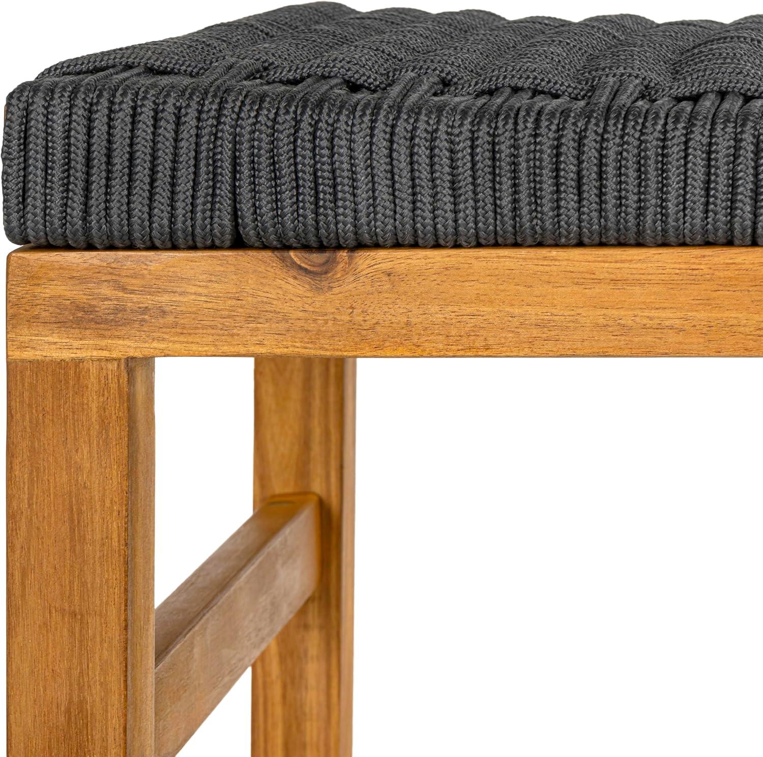 imageJONATHAN Y BSL1201ASET2 Armand 30quot Modern Coastal Backless Acacia Wood Outdoor Bar Stool with Woven Rope Seat for Pool Deck Poolside Light TeakIvory Set of 2Grey