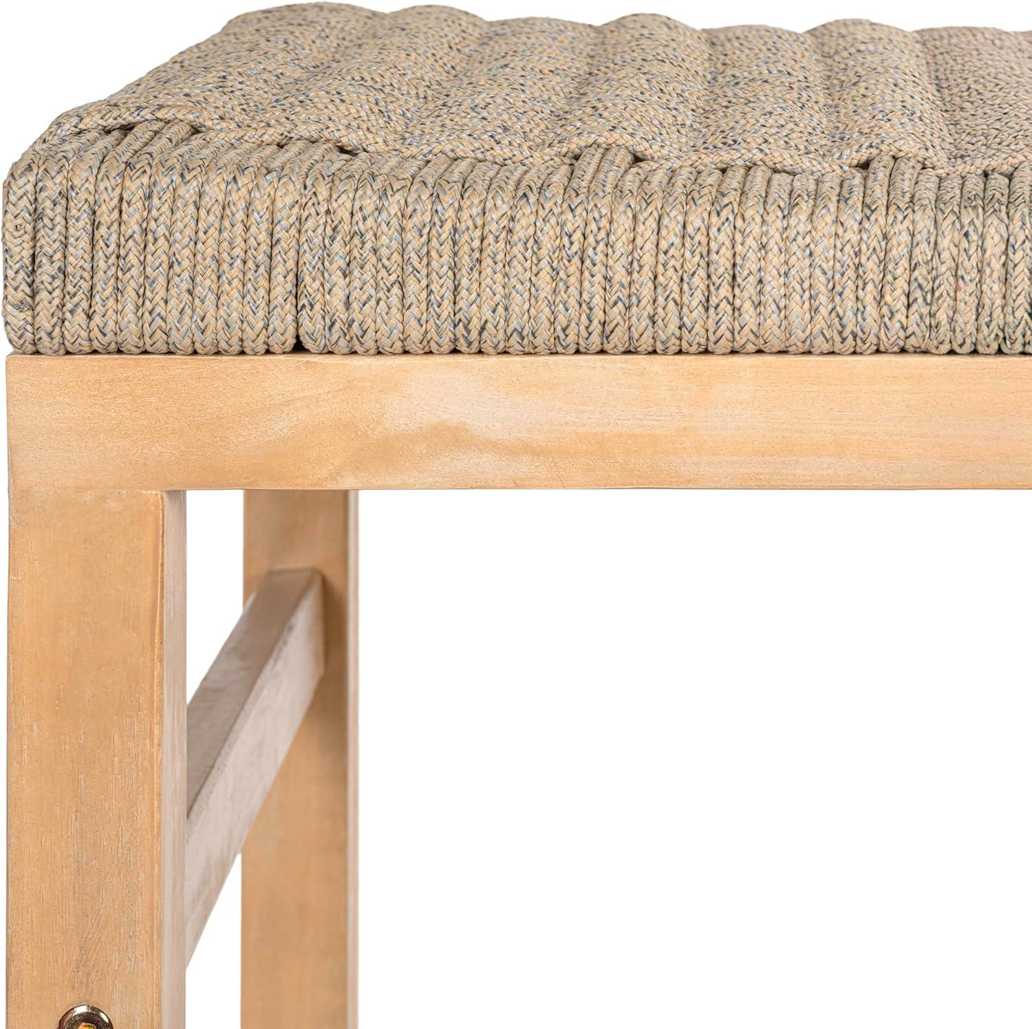 imageJONATHAN Y BSL1201ASET2 Armand 30quot Modern Coastal Backless Acacia Wood Outdoor Bar Stool with Woven Rope Seat for Pool Deck Poolside Light TeakIvory Set of 2Ivory