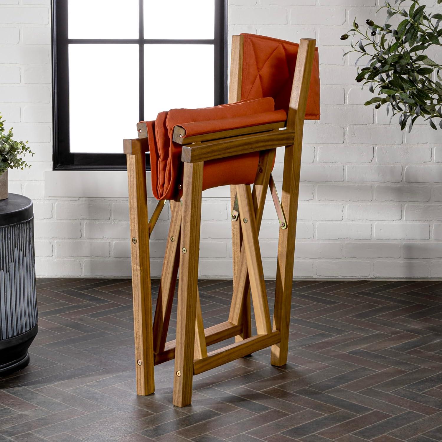 imageJONATHAN Y DRC1002ASET2 Waldo Classic MidCentury Outdoor Acacia Wood Foldable DiamondQuilted Back Director Chair with Cushion Modern Vintage Bohemian Coastal BeigeTeak Brown Set of 2OrangeTeak Brown