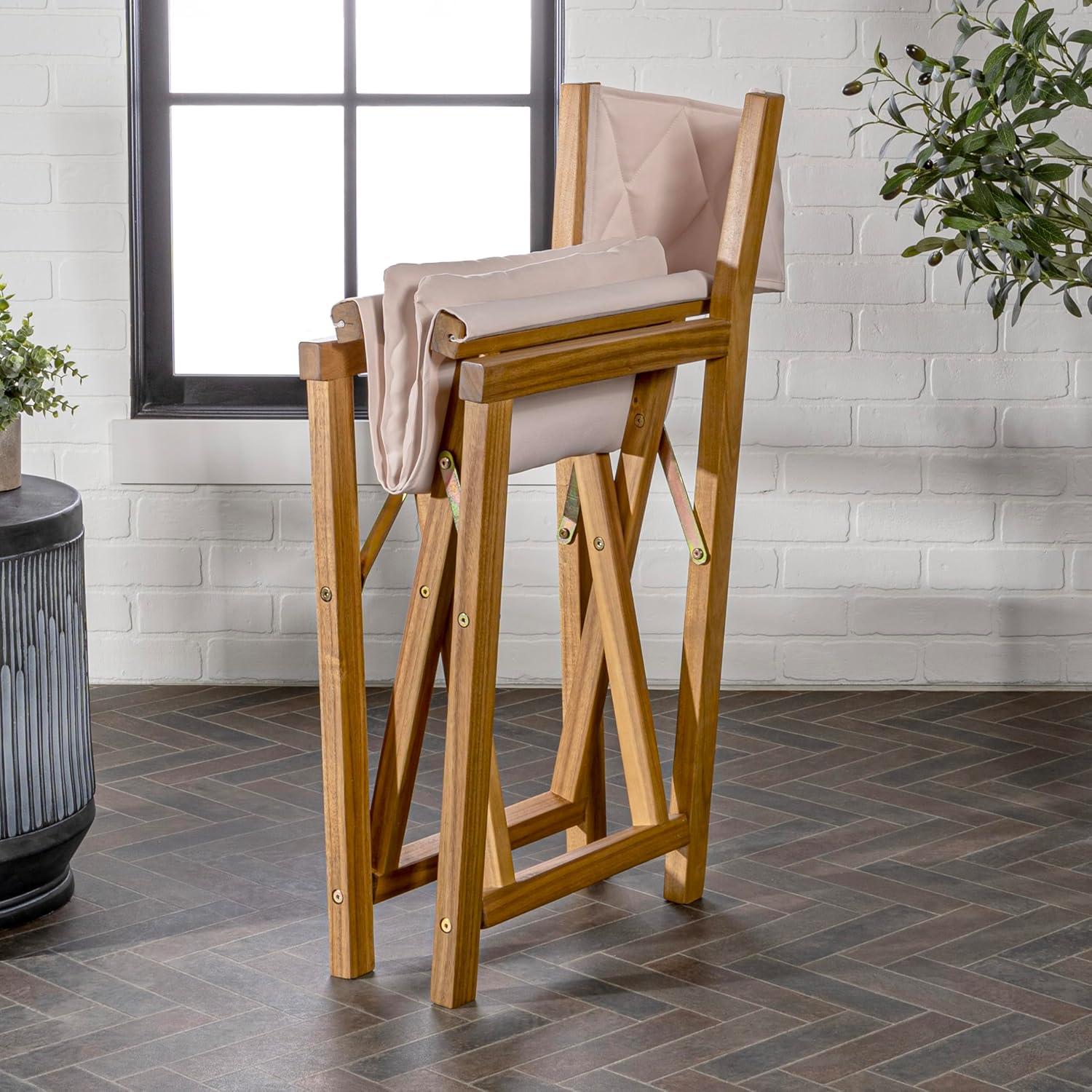 imageJONATHAN Y DRC1002ASET2 Waldo Classic MidCentury Outdoor Acacia Wood Foldable DiamondQuilted Back Director Chair with Cushion Modern Vintage Bohemian Coastal BeigeTeak Brown Set of 2BeigeTeak Brown