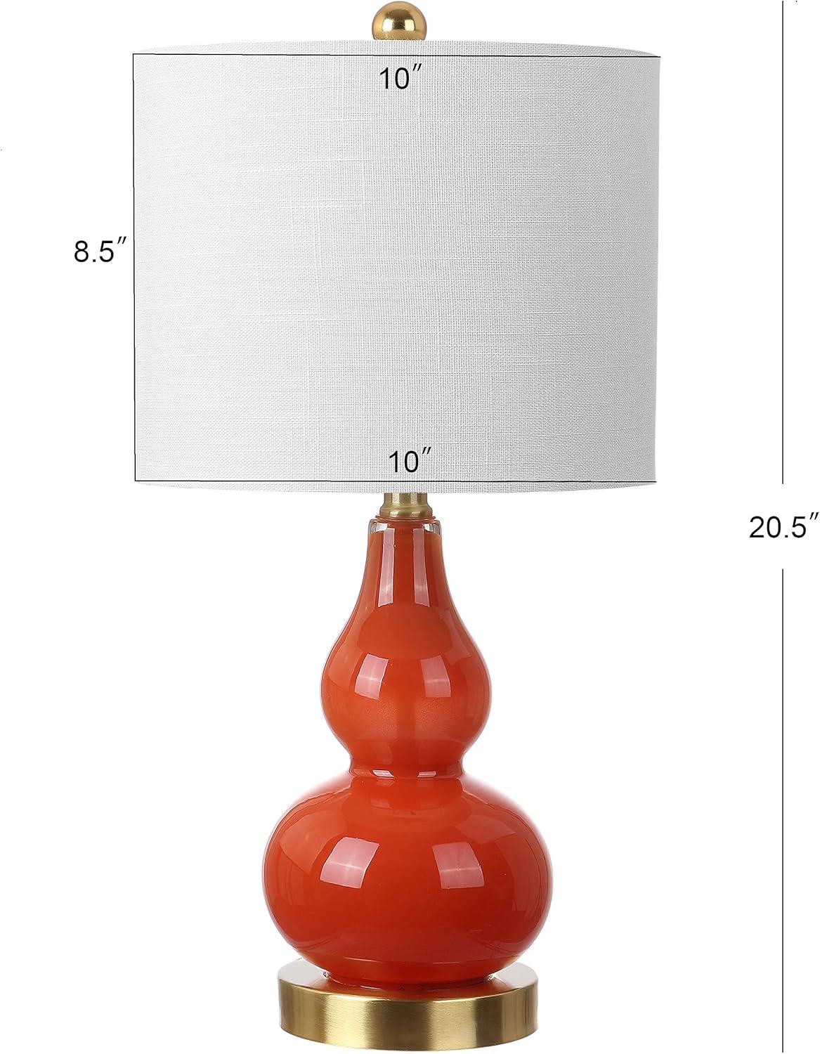 imageJONATHAN Y JYL1028A Anya 205quot Mini Glass LED Table Lamp Transitional Glam Midcentury Modern Elegant Office Living Room Family Room Dining Room Bedroom Hallway Foyer GraySunset Orange