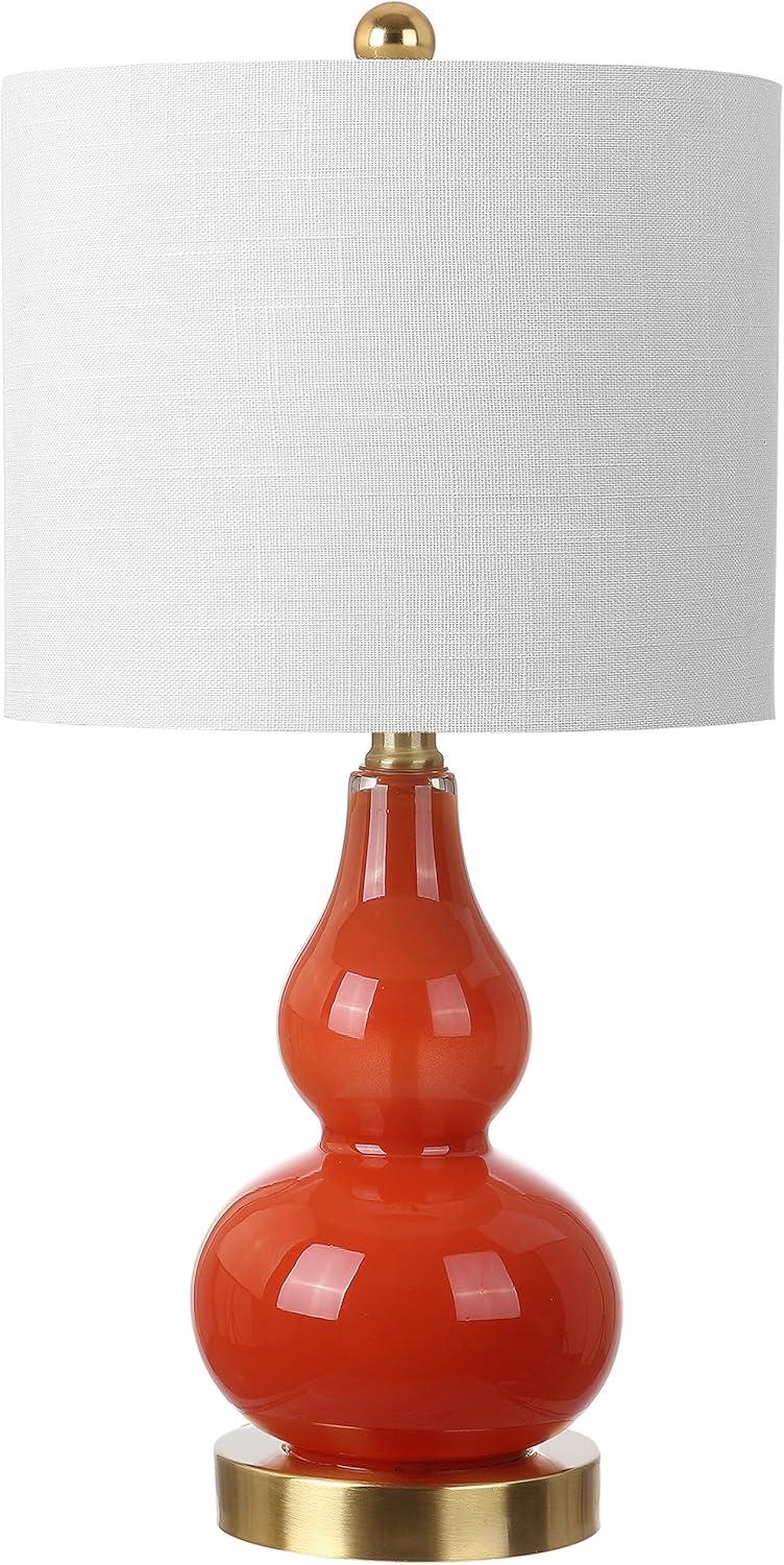 imageJONATHAN Y JYL1028A Anya 205quot Mini Glass LED Table Lamp Transitional Glam Midcentury Modern Elegant Office Living Room Family Room Dining Room Bedroom Hallway Foyer GraySunset Orange