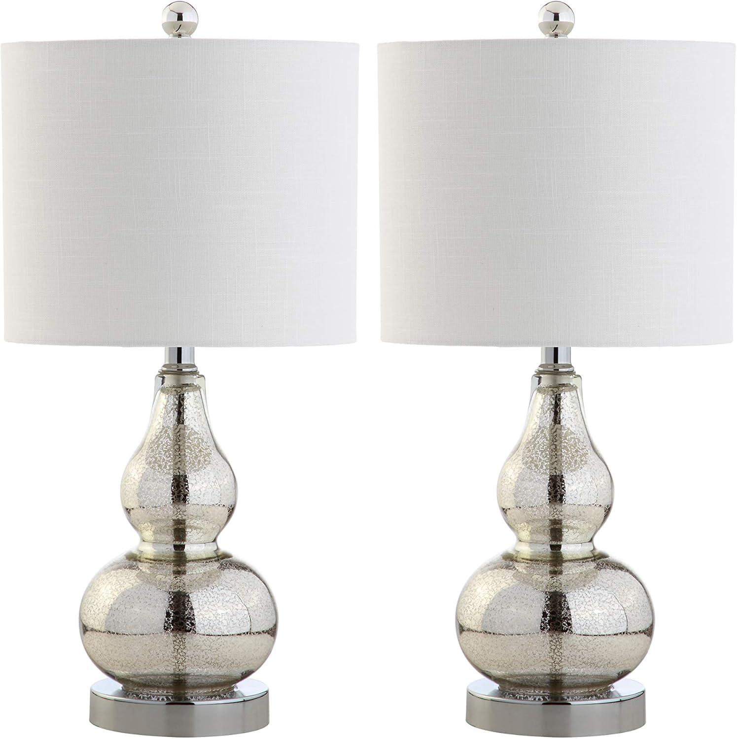 imageJONATHAN Y JYL1028CSET2 Anya 205quot Mini Glass LampSet of 2 TransitionalGlamMidcentury for Bedroom Living Room Office College Dorm Coffee Table Bookcase Silver 2 PieceMercury Silver