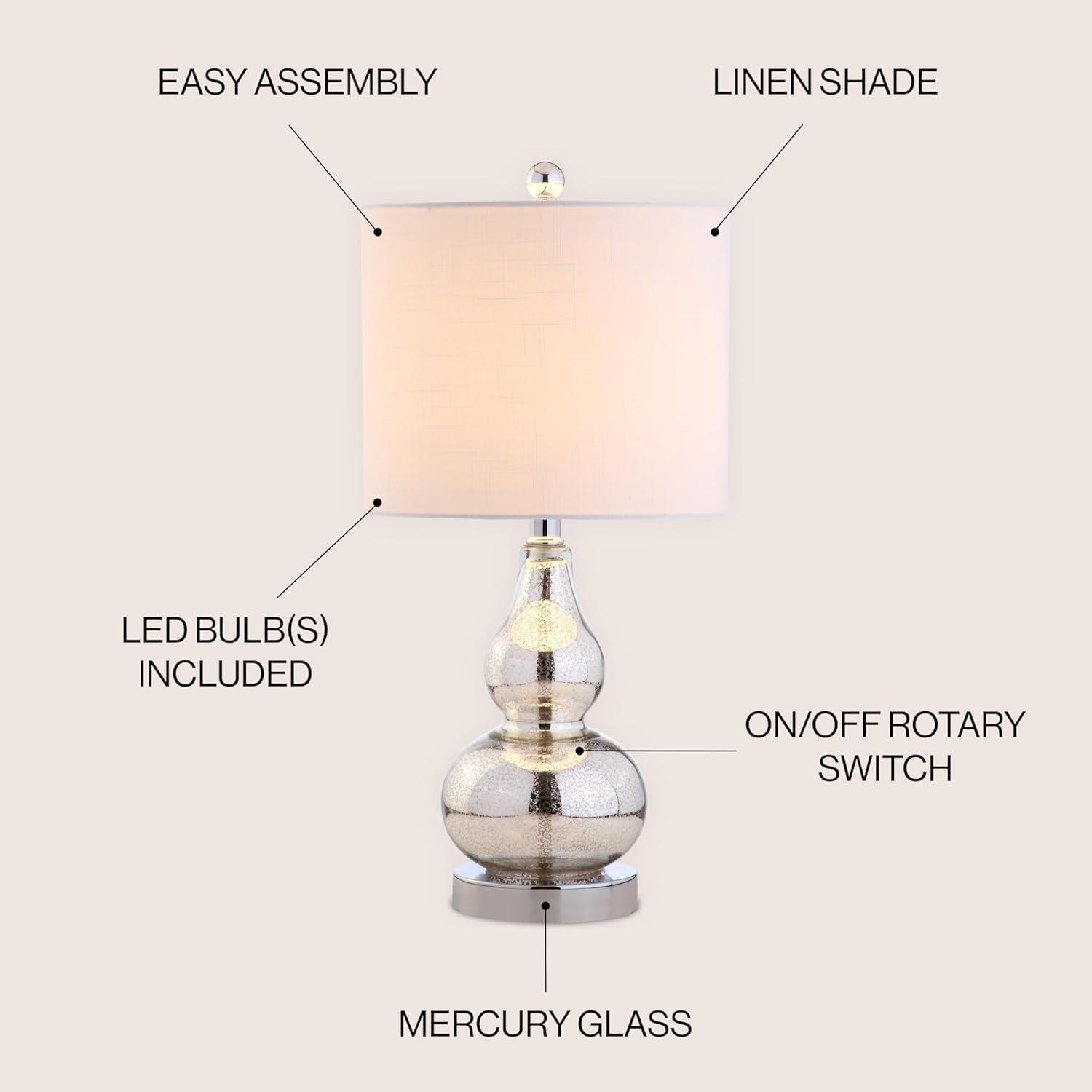 imageJONATHAN Y JYL1028CSET2 Anya 205quot Mini Glass LampSet of 2 TransitionalGlamMidcentury for Bedroom Living Room Office College Dorm Coffee Table Bookcase Silver 2 PieceMercury Silver