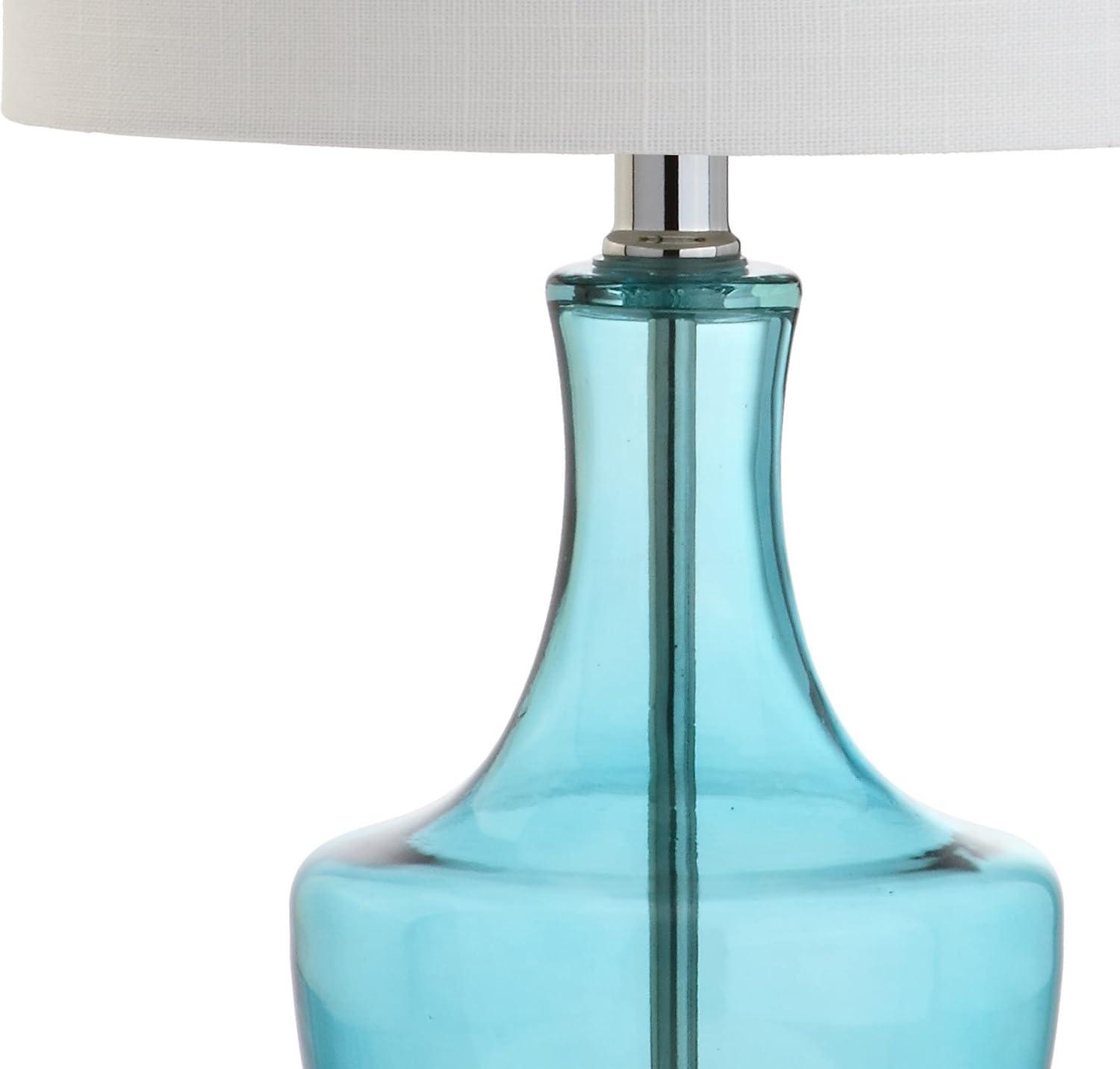 imageJONATHAN Y JYL1029B Colette 20quot Mini Glass LED Table Lamp Transitional Glam Global Modern Elegant Office Living Room Family Room Dining Room Bedroom Hallway Foyer SilverAmalfi Blue