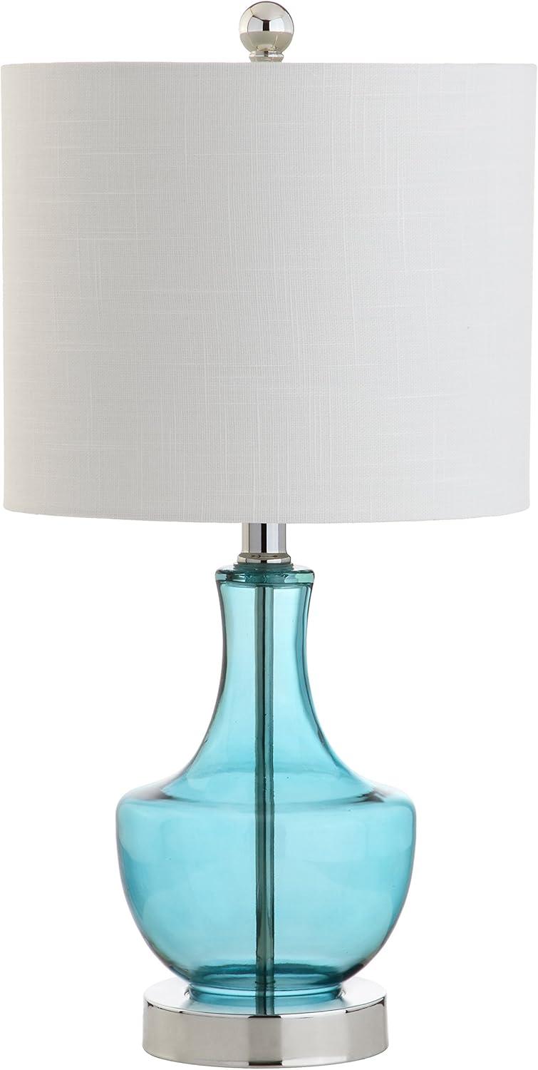 imageJONATHAN Y JYL1029B Colette 20quot Mini Glass LED Table Lamp Transitional Glam Global Modern Elegant Office Living Room Family Room Dining Room Bedroom Hallway Foyer SilverAmalfi Blue
