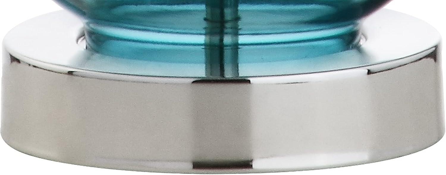 imageJONATHAN Y JYL1029B Colette 20quot Mini Glass LED Table Lamp Transitional Glam Global Modern Elegant Office Living Room Family Room Dining Room Bedroom Hallway Foyer SilverAmalfi Blue