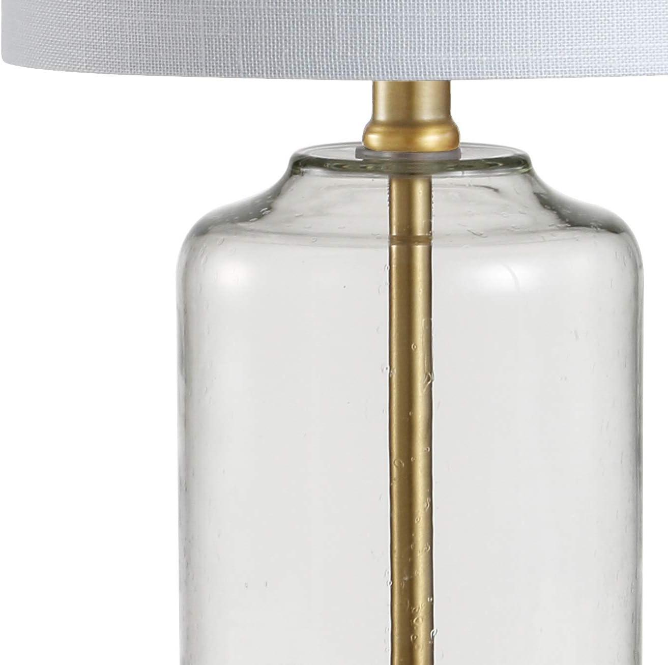 imageJONATHAN Y JYL1033A Duncan 195quot GlassMetal LED Table Lamp Glam Cottage Bedside Desk Nightstand Lamp for Bedroom Living Room Office College Bookcase LED Bulb Included ClearBrass Gold