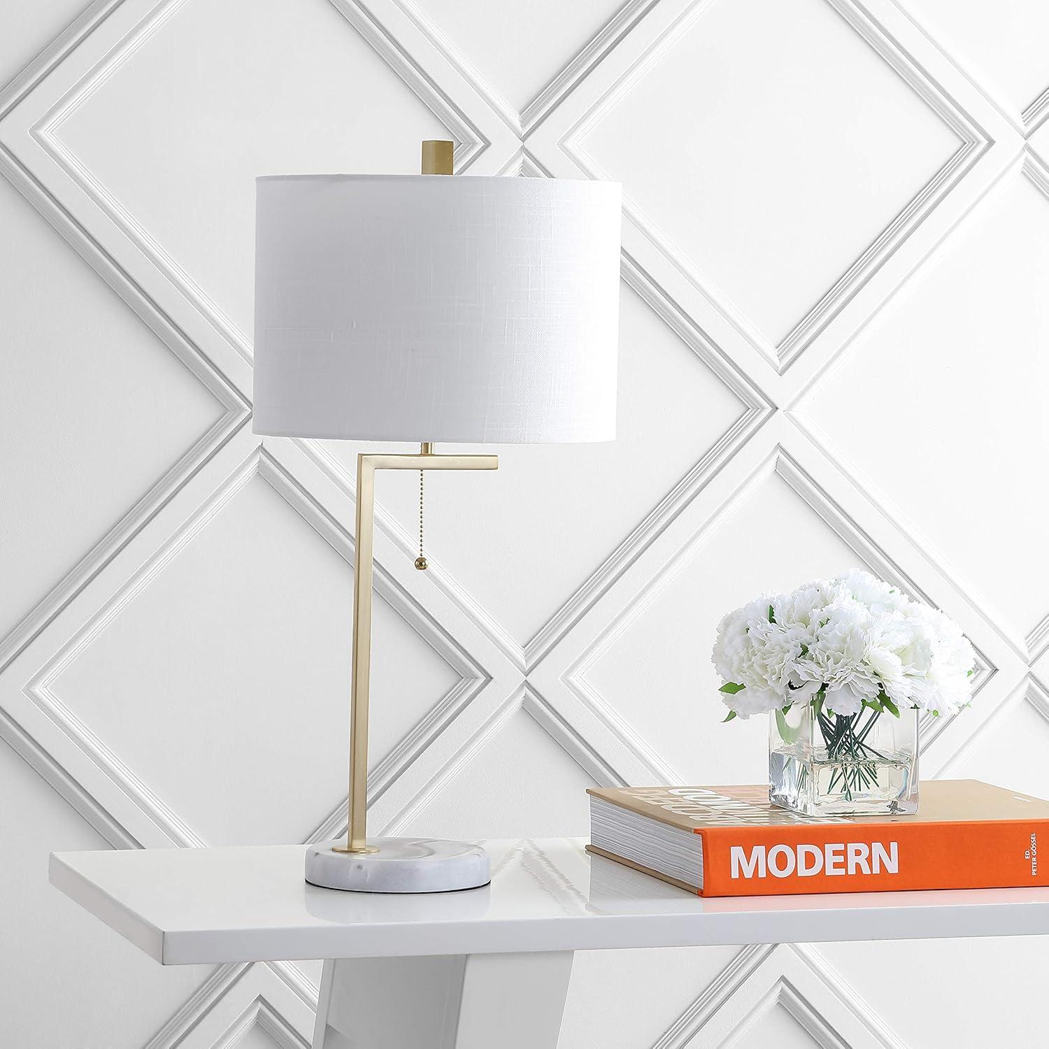 imageJONATHAN Y JYL1043A Alyssa 245quot MetalMarble LED Table Lamp Contemporary Bedside Desk Nightstand Lamp for Bedroom Living Room Office College Bookcase LED Bulb Included Brass GoldWhiteBrass GoldWhite