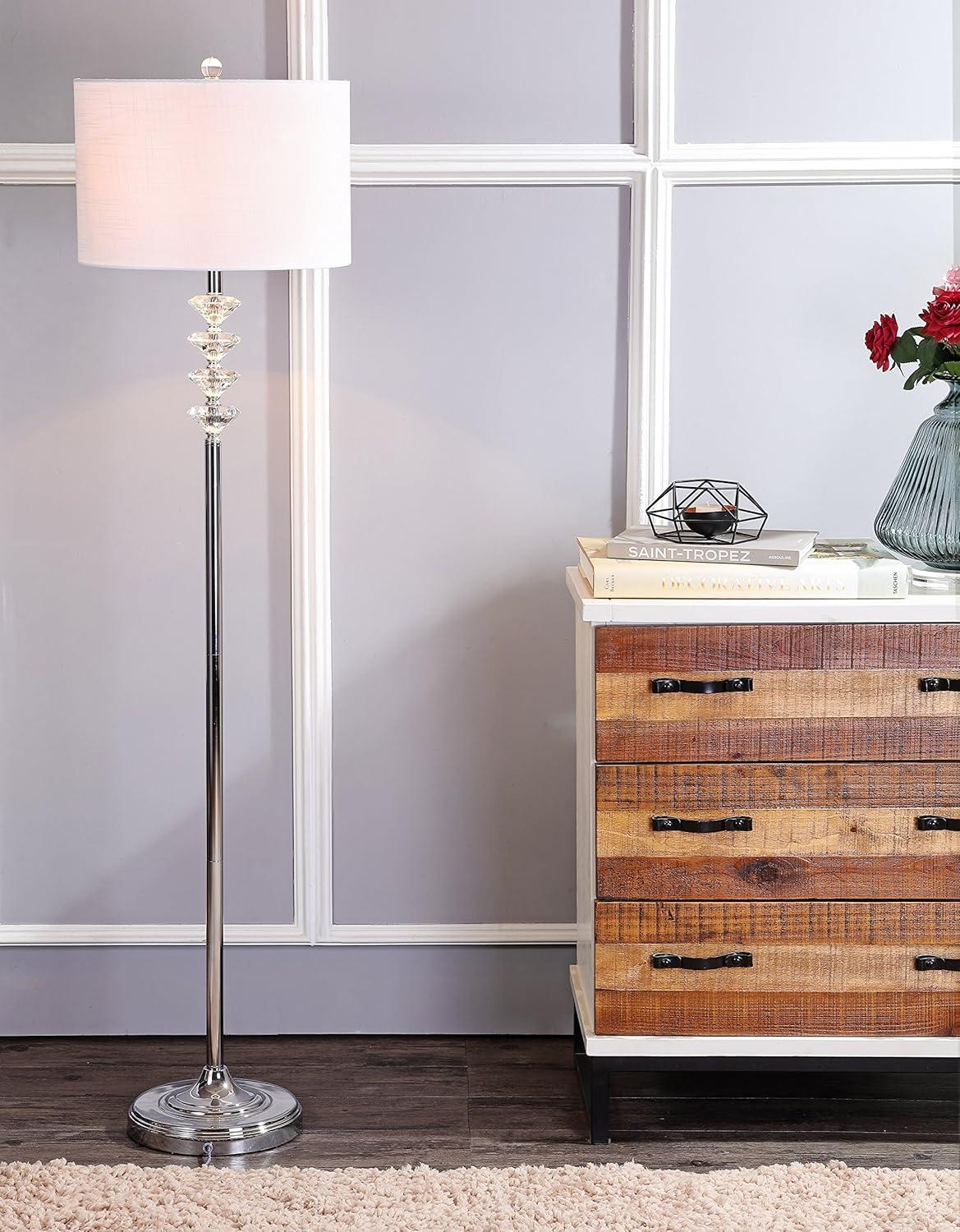 imageJONATHAN Y JYL1045A Mia 605quot CrystalMetal LED Floor Lamp ContemporaryGlamTransitional for Bedrooms Living Room Office Reading ClearChrome