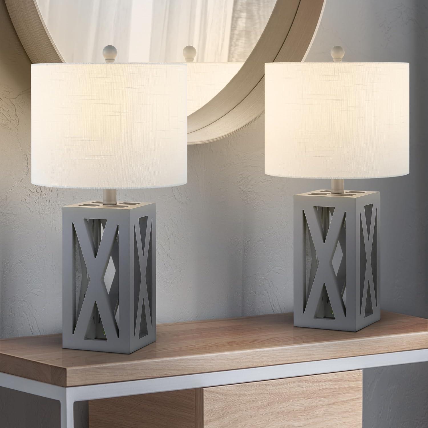 imageJONATHAN Y JYL1062A Stewart 215quot Wood LED Table Lamp Industrial French Country Rustic Bedside Desk Nightstand Lamp for Bedroom Living Room Office College Bookcase LED Bulb Included BrownGray