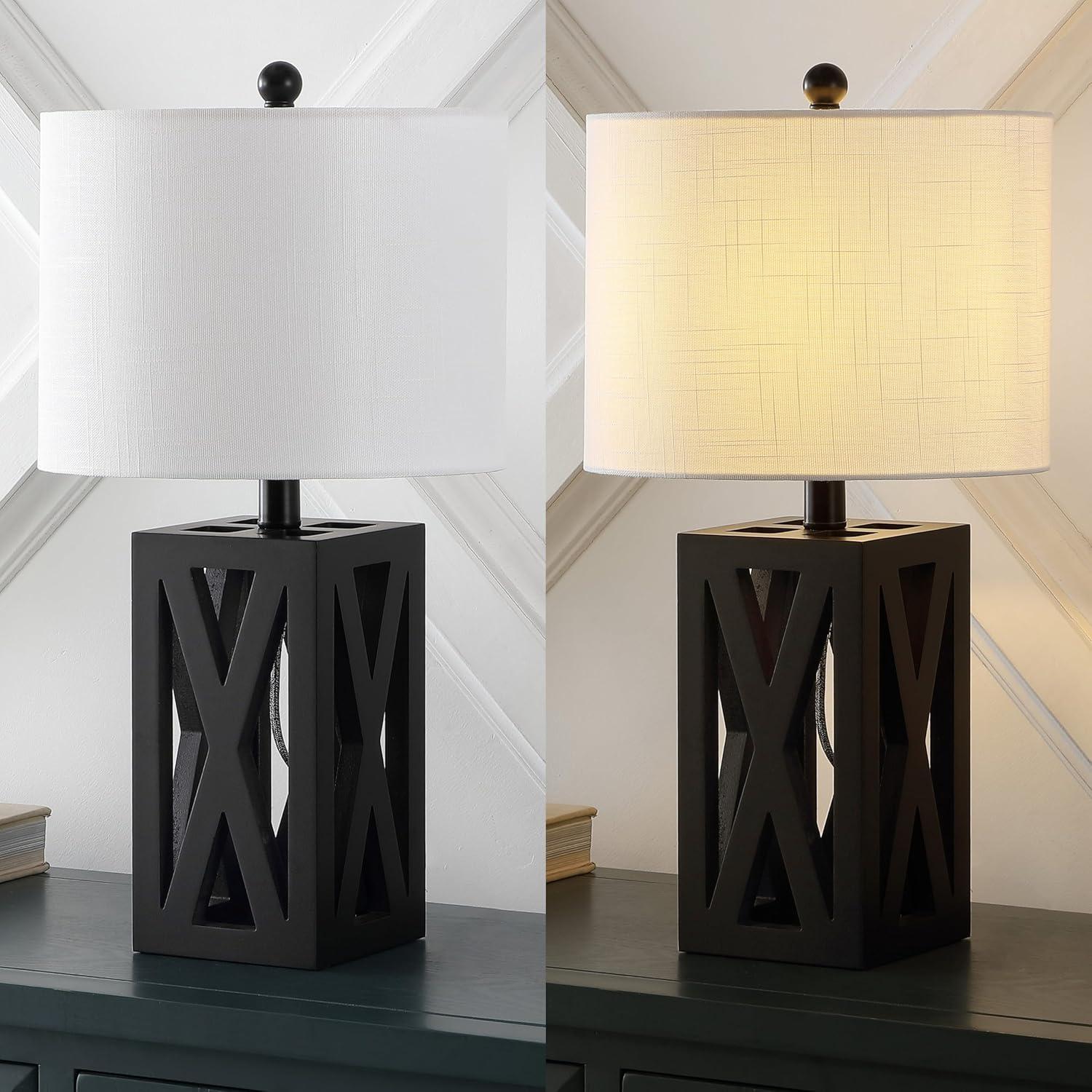 imageJONATHAN Y JYL1062A Stewart 215quot Wood LED Table Lamp Industrial French Country Rustic Bedside Desk Nightstand Lamp for Bedroom Living Room Office College Bookcase LED Bulb Included BrownBlack