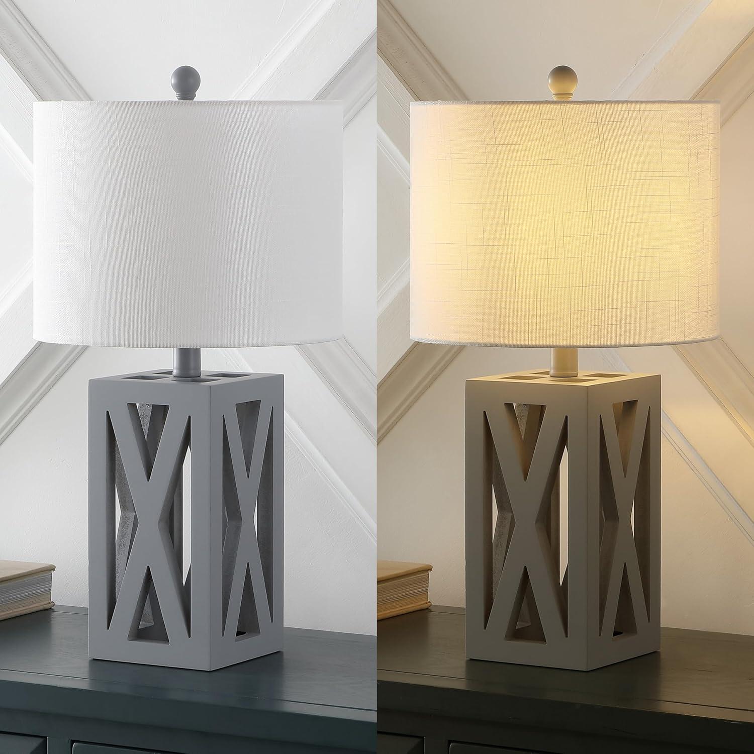 imageJONATHAN Y JYL1062A Stewart 215quot Wood LED Table Lamp Industrial French Country Rustic Bedside Desk Nightstand Lamp for Bedroom Living Room Office College Bookcase LED Bulb Included BrownGray