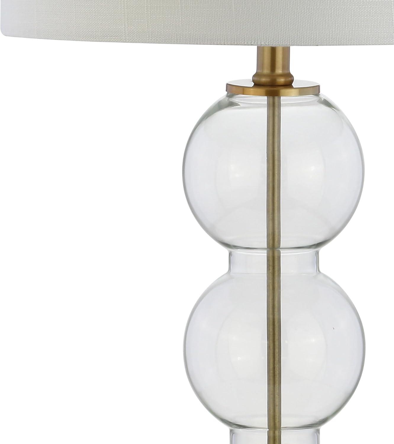 imageJONATHAN Y JYL1070ASET2 Set of 2 Table Lamps Bella 27quot Glass TripleSphere LED Table Lamp Contemporary Bedside Desk Nightstand Lamp for Bedroom Living Room Office College Bookcase ClearBrassClearBrass