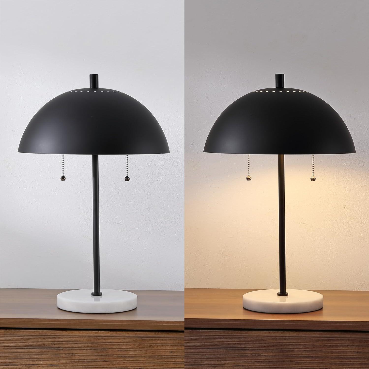 imageJONATHAN Y JYL1071A Ella 207quot Dome Metal with Marble Base LED Table Lamp Classic Glam Bedside Desk Nightstand Lamp for Bedroom Living Room Office College Bookcase LED Bulbs Included Gold LeafWhiteBlack White