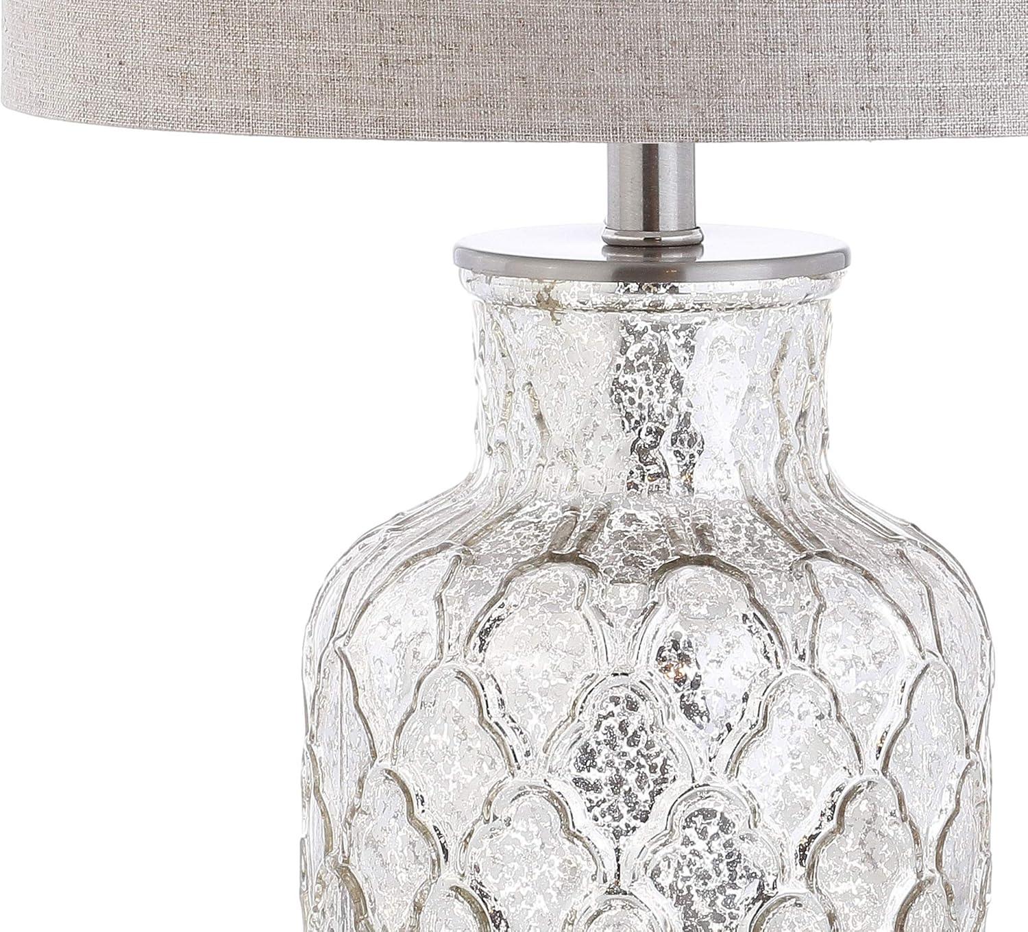 imageJONATHAN Y JYL1075ASET2 Set of 2 Table Lamps Alvord 245quot LED Glass Table Lamp Contemporary Bedside Desk Nightstand Lamp for Bedroom Living Room Office College Bookcase Mercury Silver