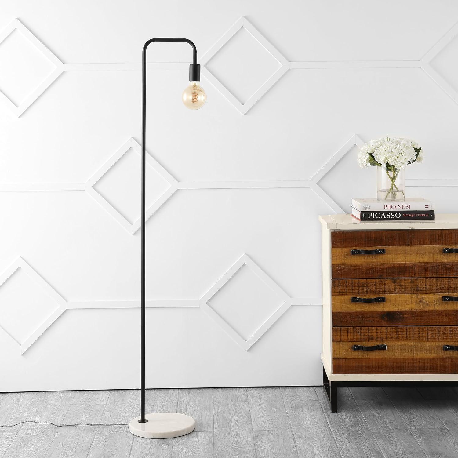 imageJONATHAN Y JYL1095A Vega 60quot Minimalist Edison MetalMarble Floor Lamp GlamTransitionalModernMinimalistMidcenturyContemporary for Bedrooms Living Room Office Reading GoldBlack