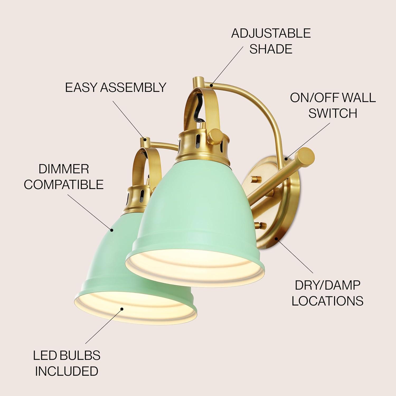 imageJONATHAN Y JYL1115D Phineas 1625quot 2Light Adjustable Farmhouse Bohemian Iron LED Vanity Light Mint GreenBrass Gold for Bedroom Living Room Kitchen Home Office Kids RoomMint GreenBrass