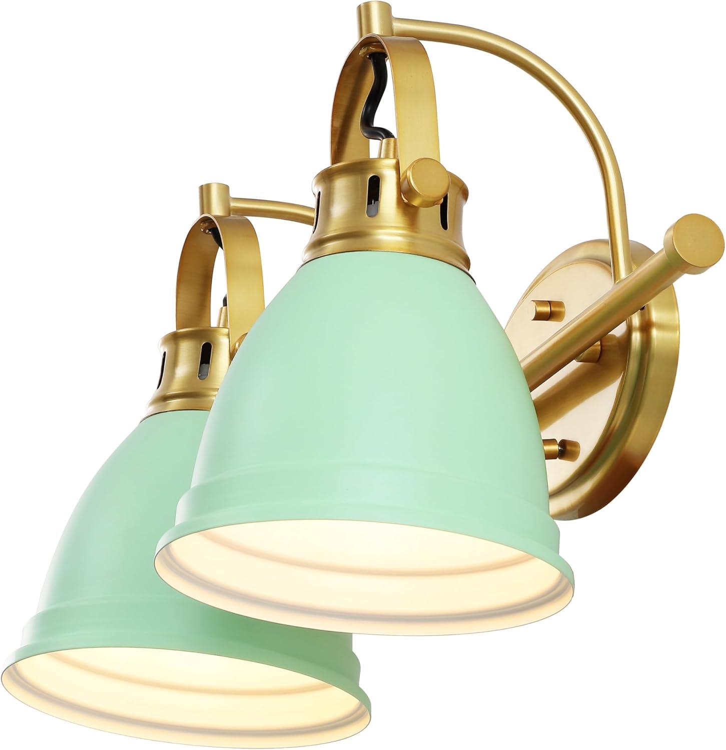 imageJONATHAN Y JYL1115D Phineas 1625quot 2Light Adjustable Farmhouse Bohemian Iron LED Vanity Light Mint GreenBrass Gold for Bedroom Living Room Kitchen Home Office Kids RoomMint GreenBrass