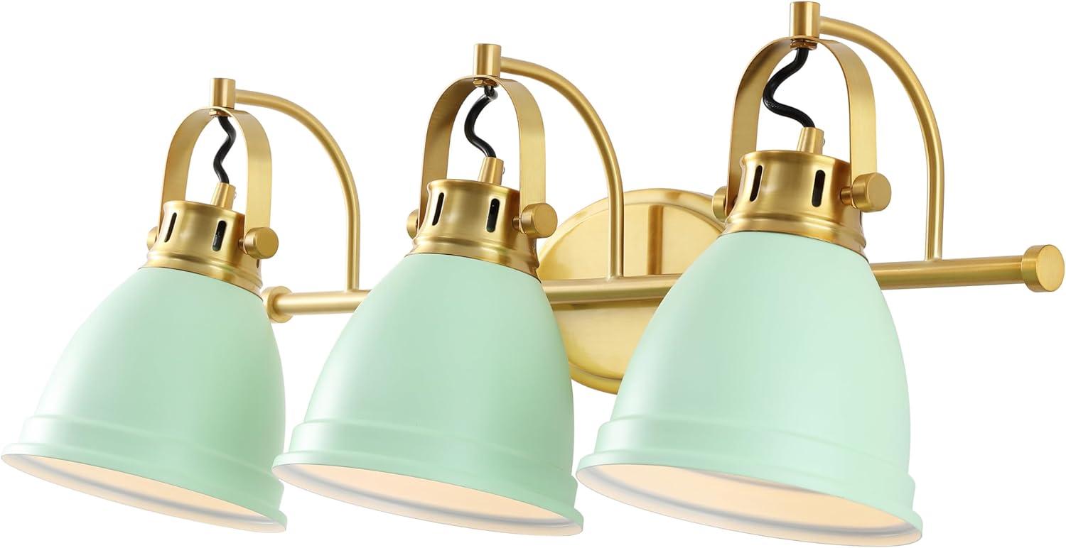 imageJONATHAN Y JYL1115D Phineas 1625quot 2Light Adjustable Farmhouse Bohemian Iron LED Vanity Light Mint GreenBrass Gold for Bedroom Living Room Kitchen Home Office Kids RoomMint GreenBrass