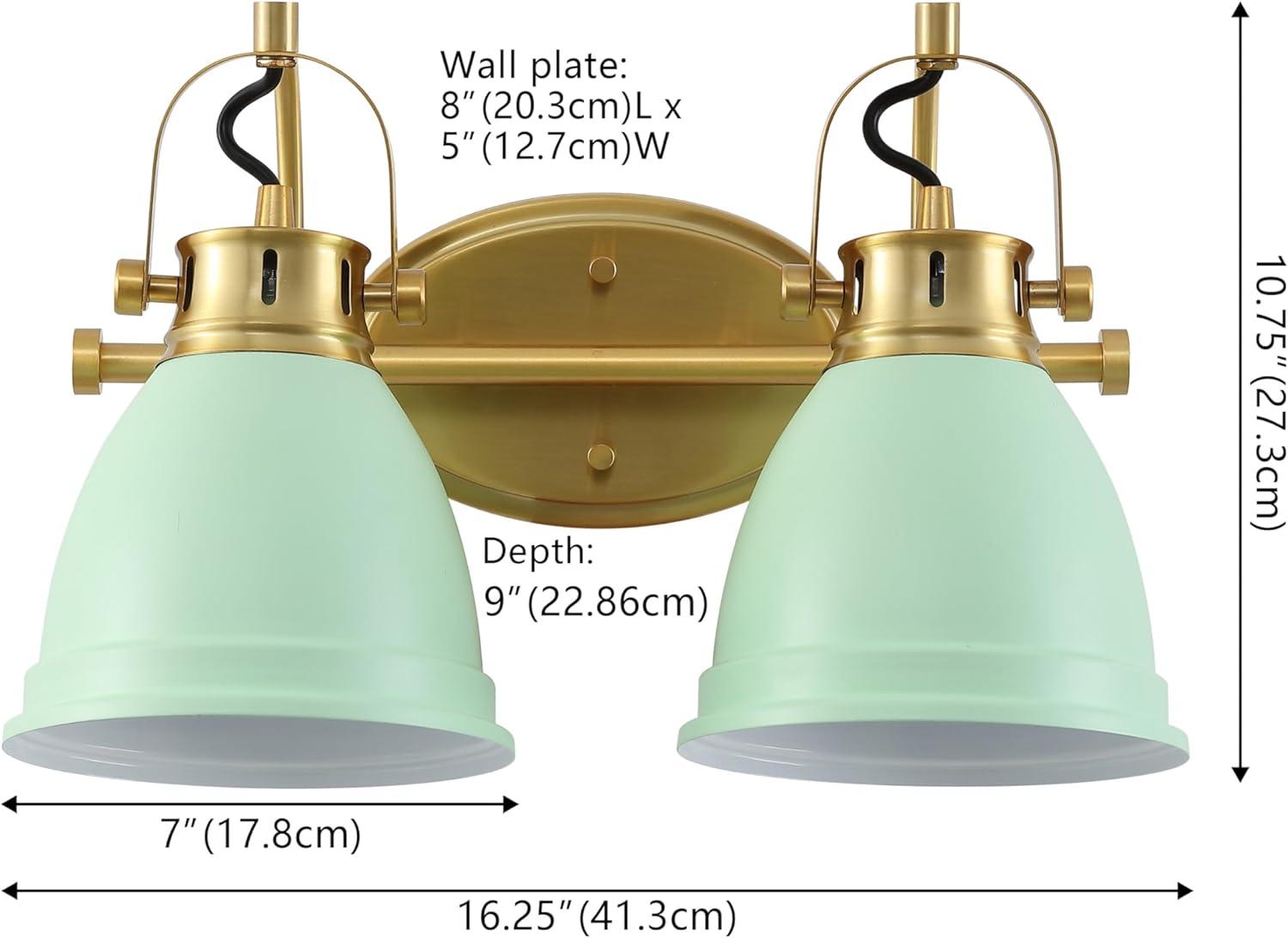 imageJONATHAN Y JYL1115D Phineas 1625quot 2Light Adjustable Farmhouse Bohemian Iron LED Vanity Light Mint GreenBrass Gold for Bedroom Living Room Kitchen Home Office Kids RoomMint GreenBrass