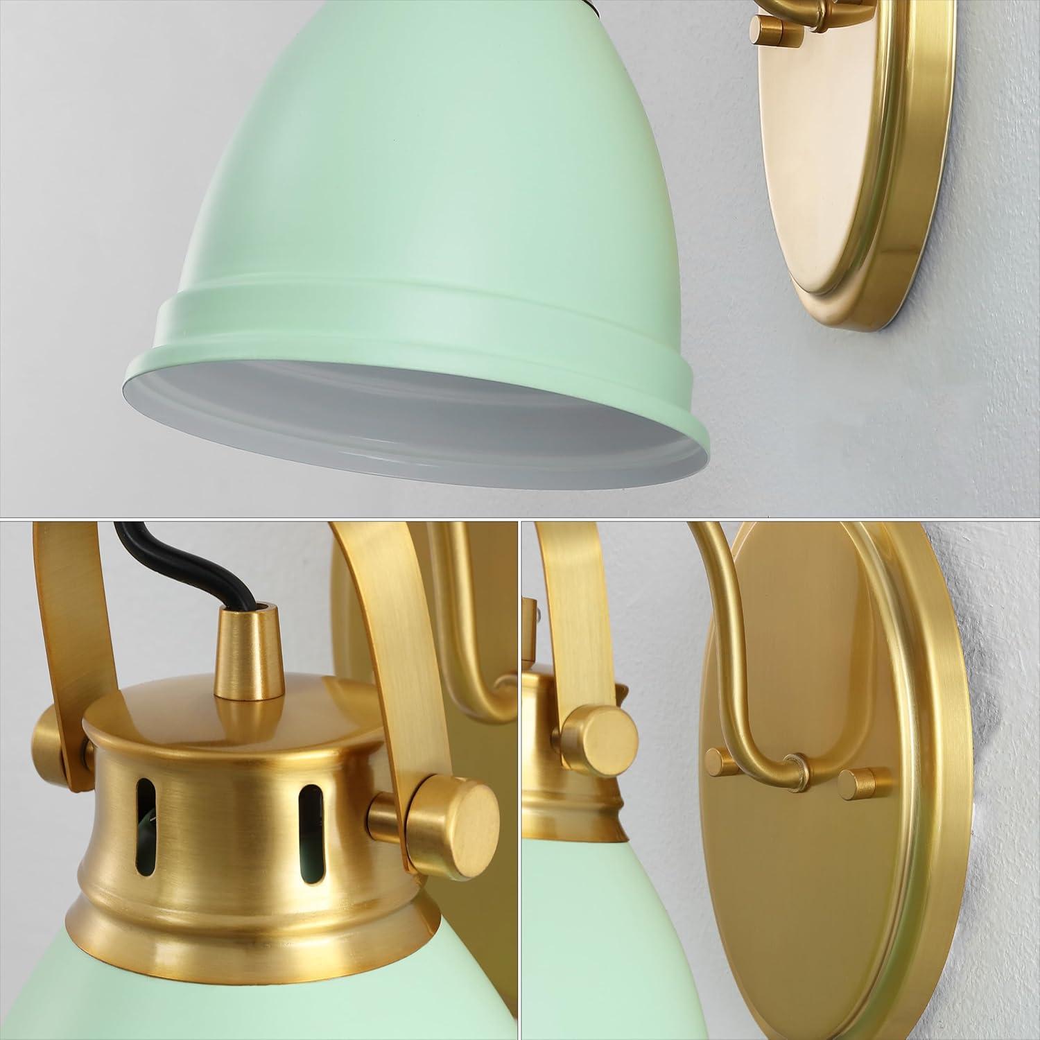 imageJONATHAN Y JYL1115D Phineas 1625quot 2Light Adjustable Farmhouse Bohemian Iron LED Vanity Light Mint GreenBrass Gold for Bedroom Living Room Kitchen Home Office Kids RoomMint GreenBrass