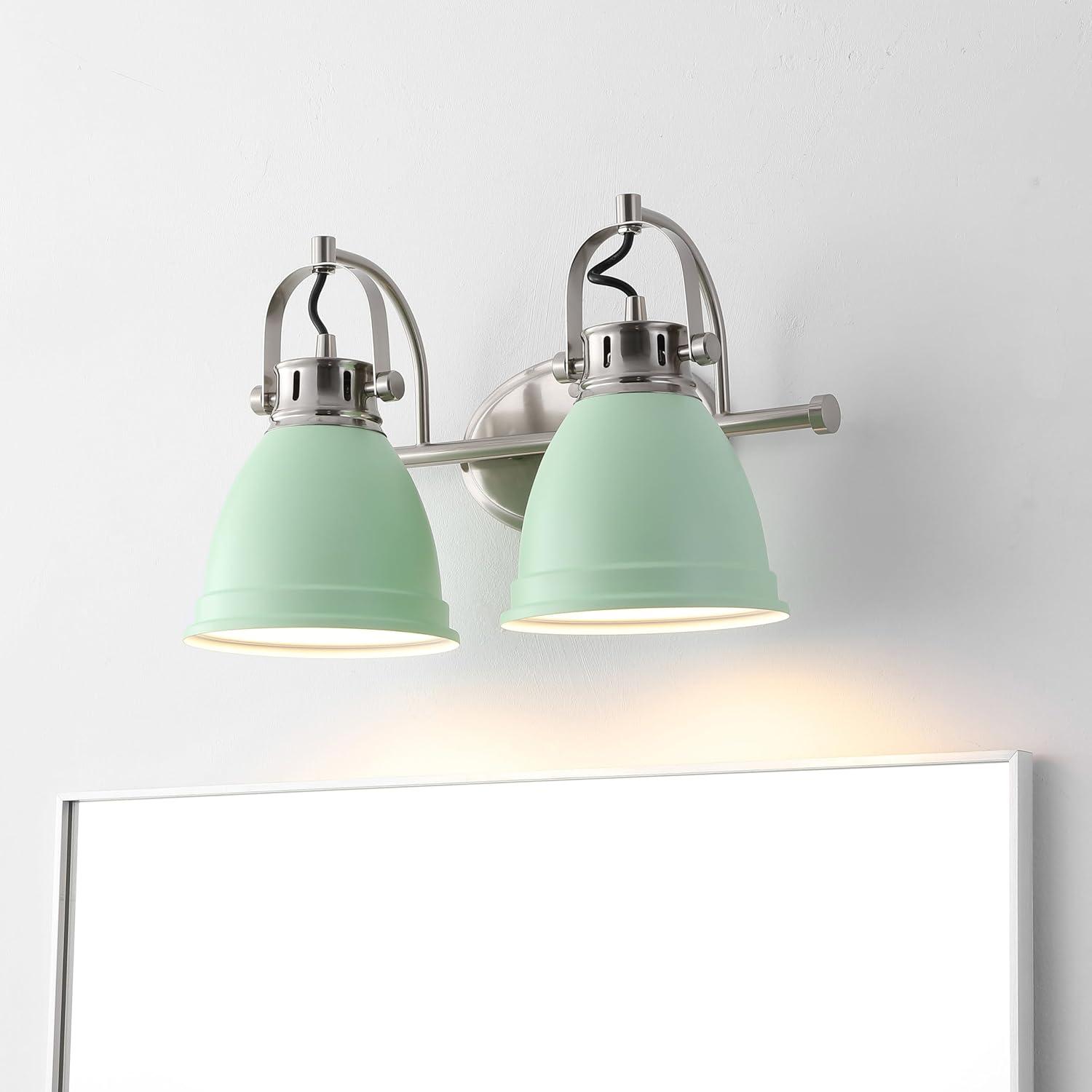 imageJONATHAN Y JYL1115D Phineas 1625quot 2Light Adjustable Farmhouse Bohemian Iron LED Vanity Light Mint GreenBrass Gold for Bedroom Living Room Kitchen Home Office Kids RoomMint GreenNickel
