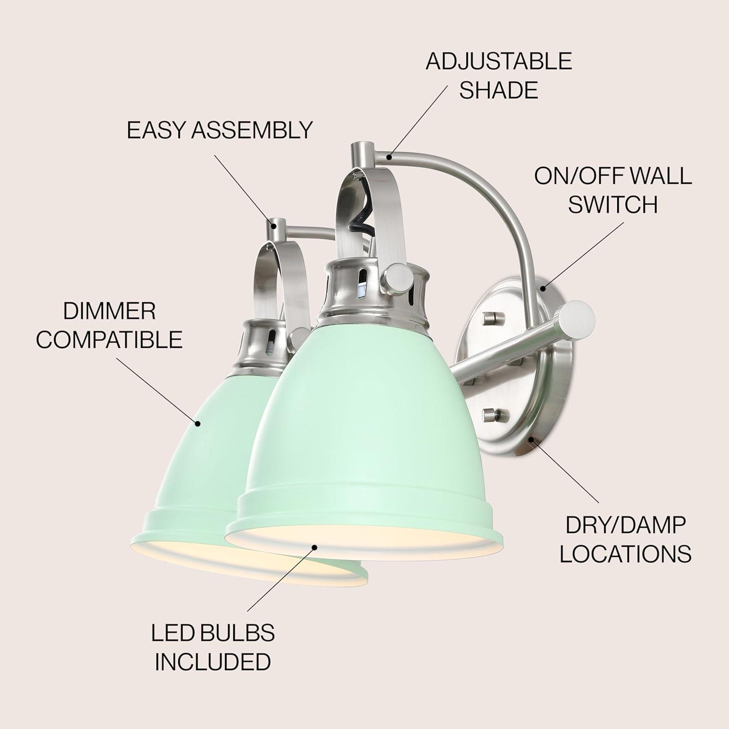 imageJONATHAN Y JYL1115D Phineas 1625quot 2Light Adjustable Farmhouse Bohemian Iron LED Vanity Light Mint GreenBrass Gold for Bedroom Living Room Kitchen Home Office Kids RoomMint GreenNickel