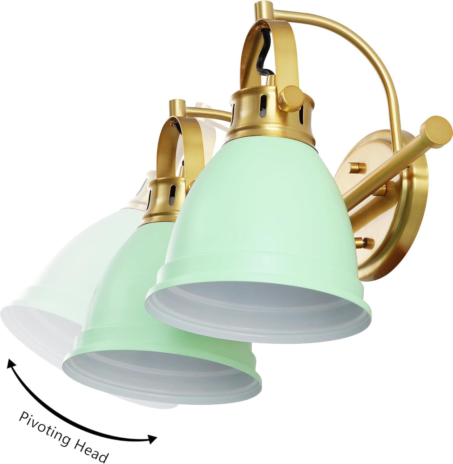 imageJONATHAN Y JYL1115D Phineas 1625quot 2Light Adjustable Farmhouse Bohemian Iron LED Vanity Light Mint GreenBrass Gold for Bedroom Living Room Kitchen Home Office Kids RoomMint GreenBrass