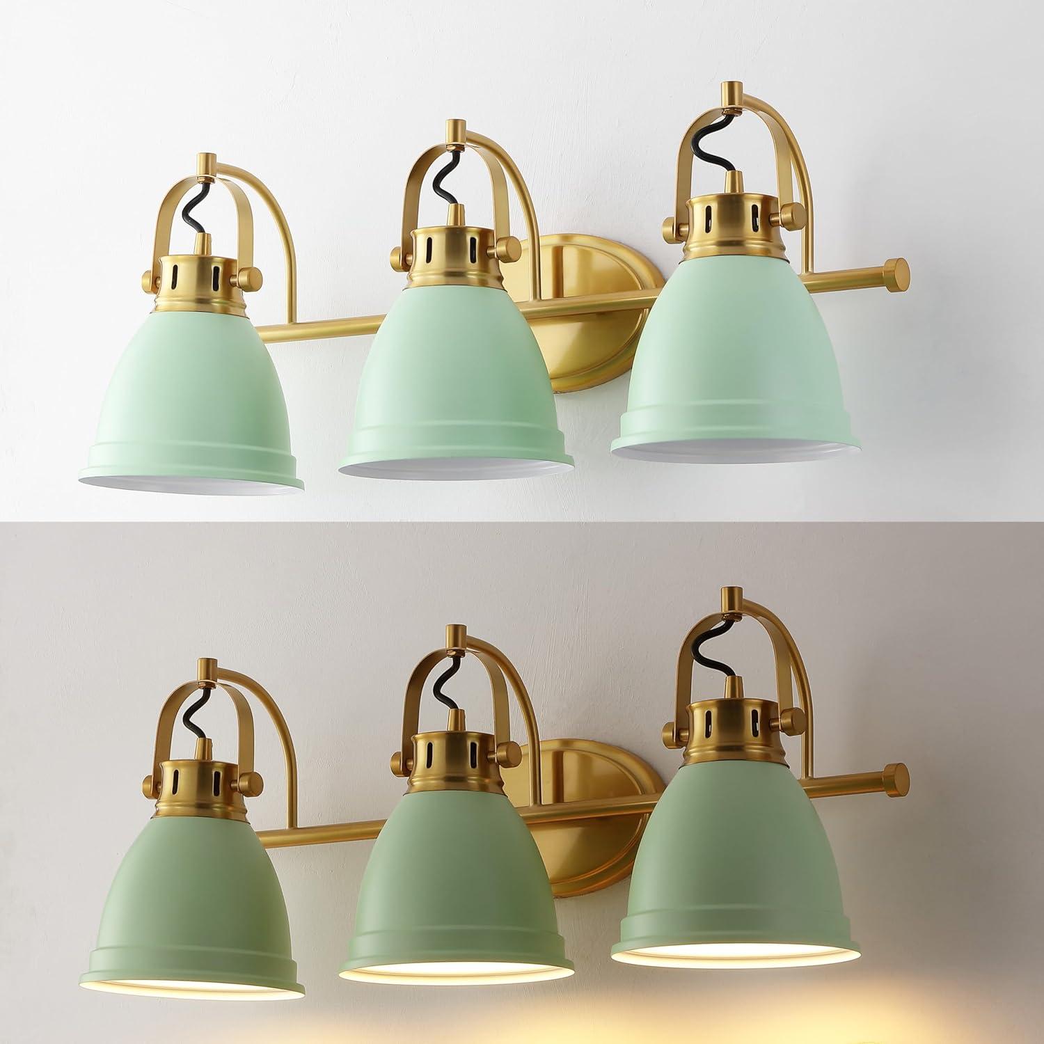 imageJONATHAN Y JYL1115D Phineas 1625quot 2Light Adjustable Farmhouse Bohemian Iron LED Vanity Light Mint GreenBrass Gold for Bedroom Living Room Kitchen Home Office Kids RoomMint GreenBrass