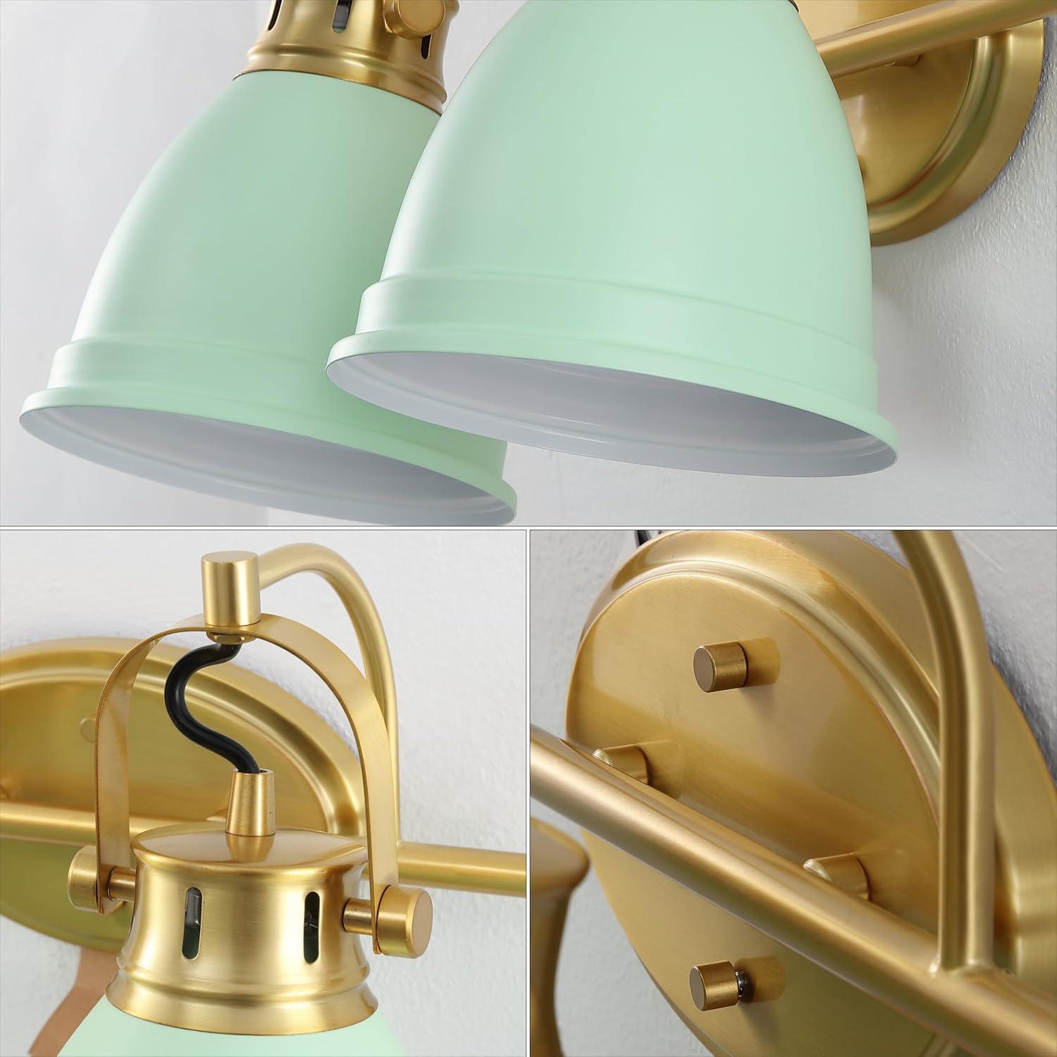 imageJONATHAN Y JYL1115D Phineas 1625quot 2Light Adjustable Farmhouse Bohemian Iron LED Vanity Light Mint GreenBrass Gold for Bedroom Living Room Kitchen Home Office Kids RoomMint GreenBrass