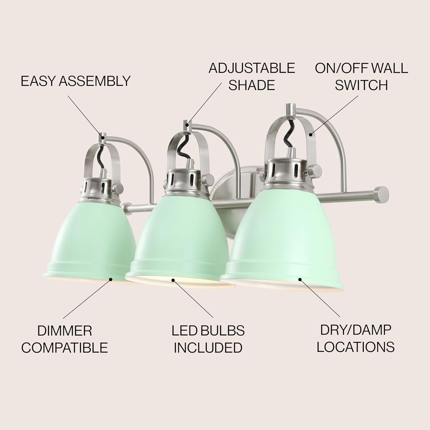 imageJONATHAN Y JYL1115D Phineas 1625quot 2Light Adjustable Farmhouse Bohemian Iron LED Vanity Light Mint GreenBrass Gold for Bedroom Living Room Kitchen Home Office Kids RoomMint GreenNickel