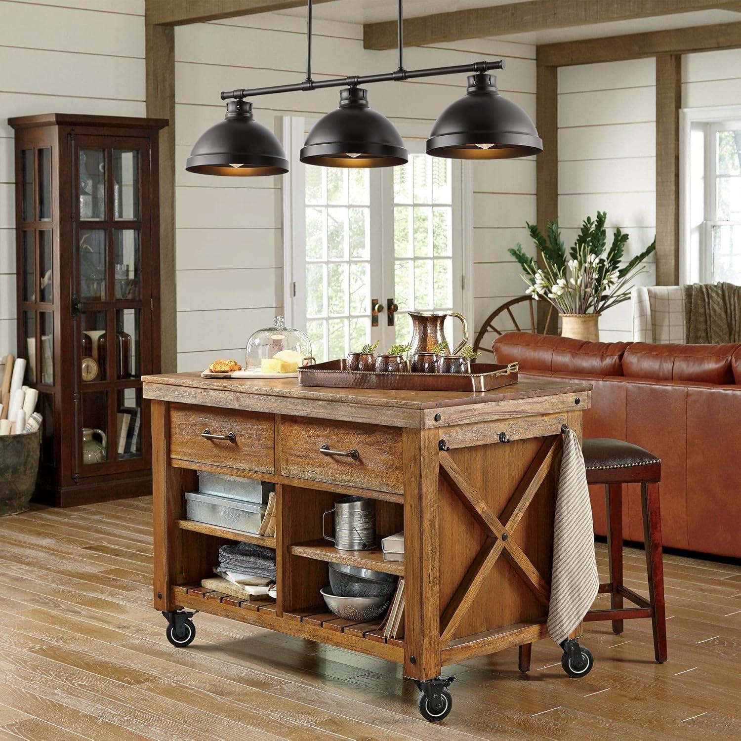 imageJONATHAN Y JYL1117A Asher 36quot 3Light Industrial Farmhouse Iron Linear LED Pendant Modern Rustic Adjustable Dining Room Living Room Kitchen Island Foyer Bedroom Hallway Oil Rubbed Bronze