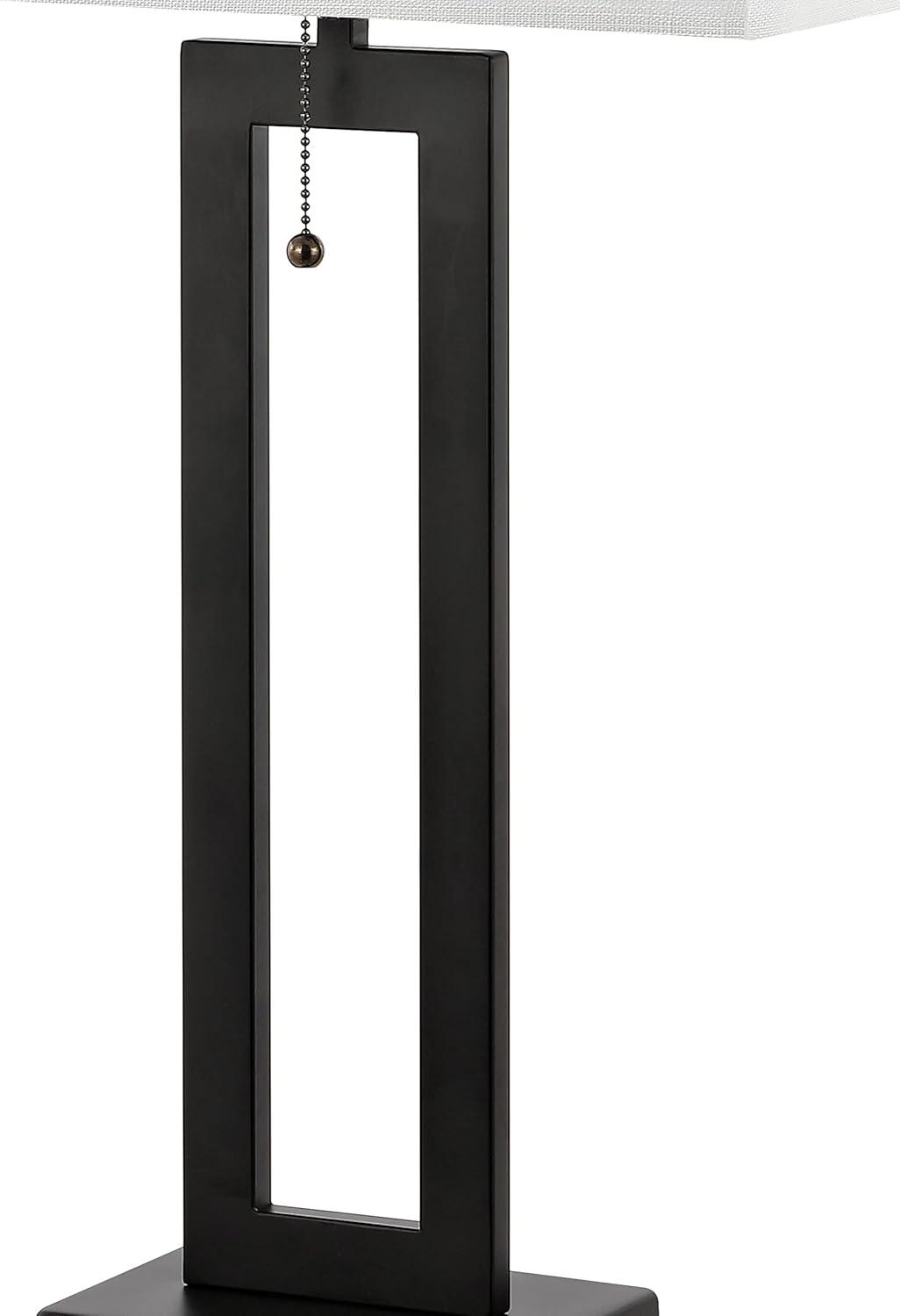 imageJONATHAN Y JYL1126BSET2 Sabrina 285quot Vintage Industrial Iron LED Table Lamp with PullChain and USB Charging Port MidCentury Minimalist Bedside Desk Nightstand Lamp Nickel Set of 2Black