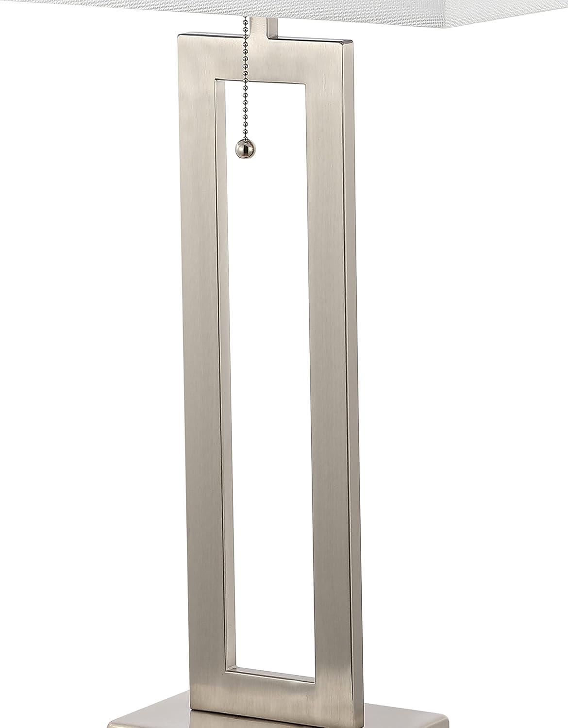 imageJONATHAN Y JYL1126BSET2 Sabrina 285quot Vintage Industrial Iron LED Table Lamp with PullChain and USB Charging Port MidCentury Minimalist Bedside Desk Nightstand Lamp Nickel Set of 2Nickel