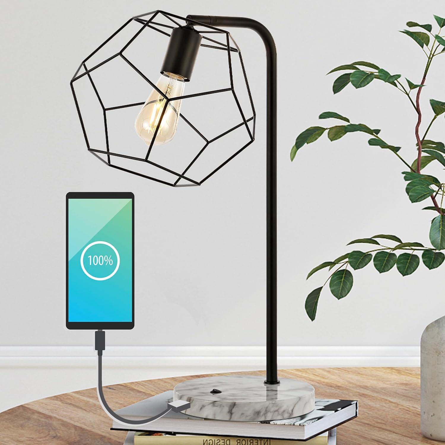 imageJONATHAN Y JYL1132A Penta 235quot Industrial Farmhouse HeadAdjustable Iron LED Task Lamp with USB Charging Port Contemporary Modern Bedside Desk Nightstand Lamp Black